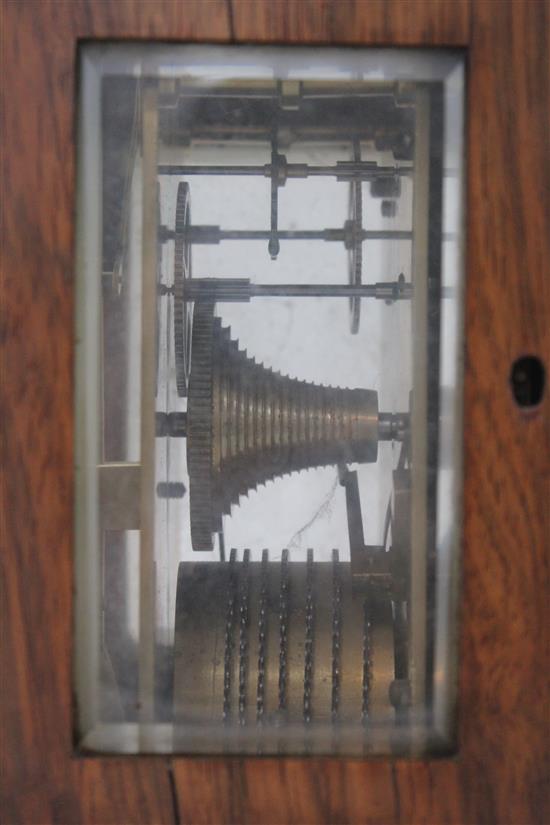 A Victorian rosewood mantel timepiece, 10.5in.